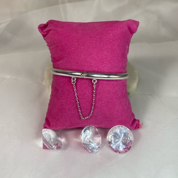 925 STERLING SILVER VINTAGE smooth shiny bangle bracelet - Picture 5 of 8